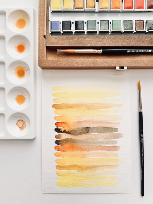 Van Gogh Set d'aquarelles en boîte en bois, 24 couleurs en demi-pastilles et 3 accessoires